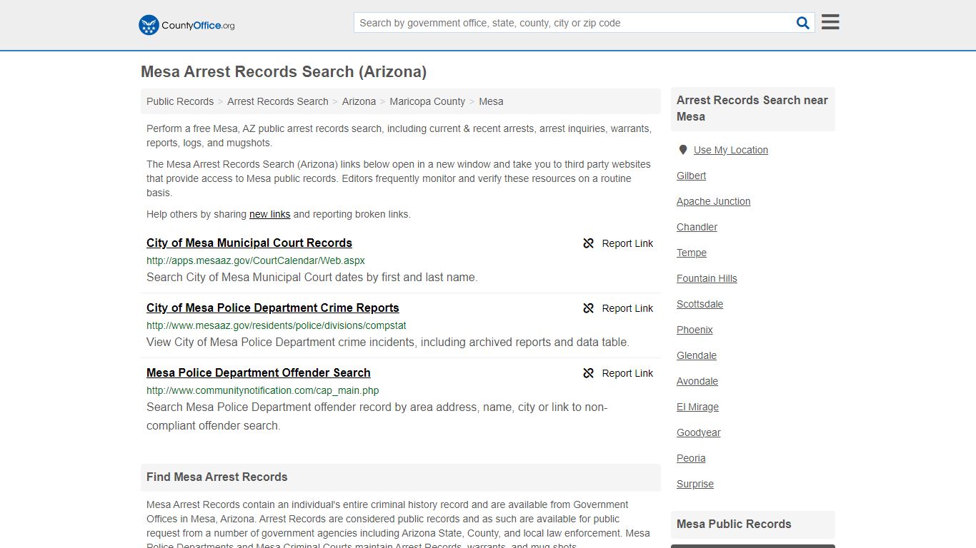 Arrest Records Search - Mesa, AZ (Arrests & Mugshots) - County Office